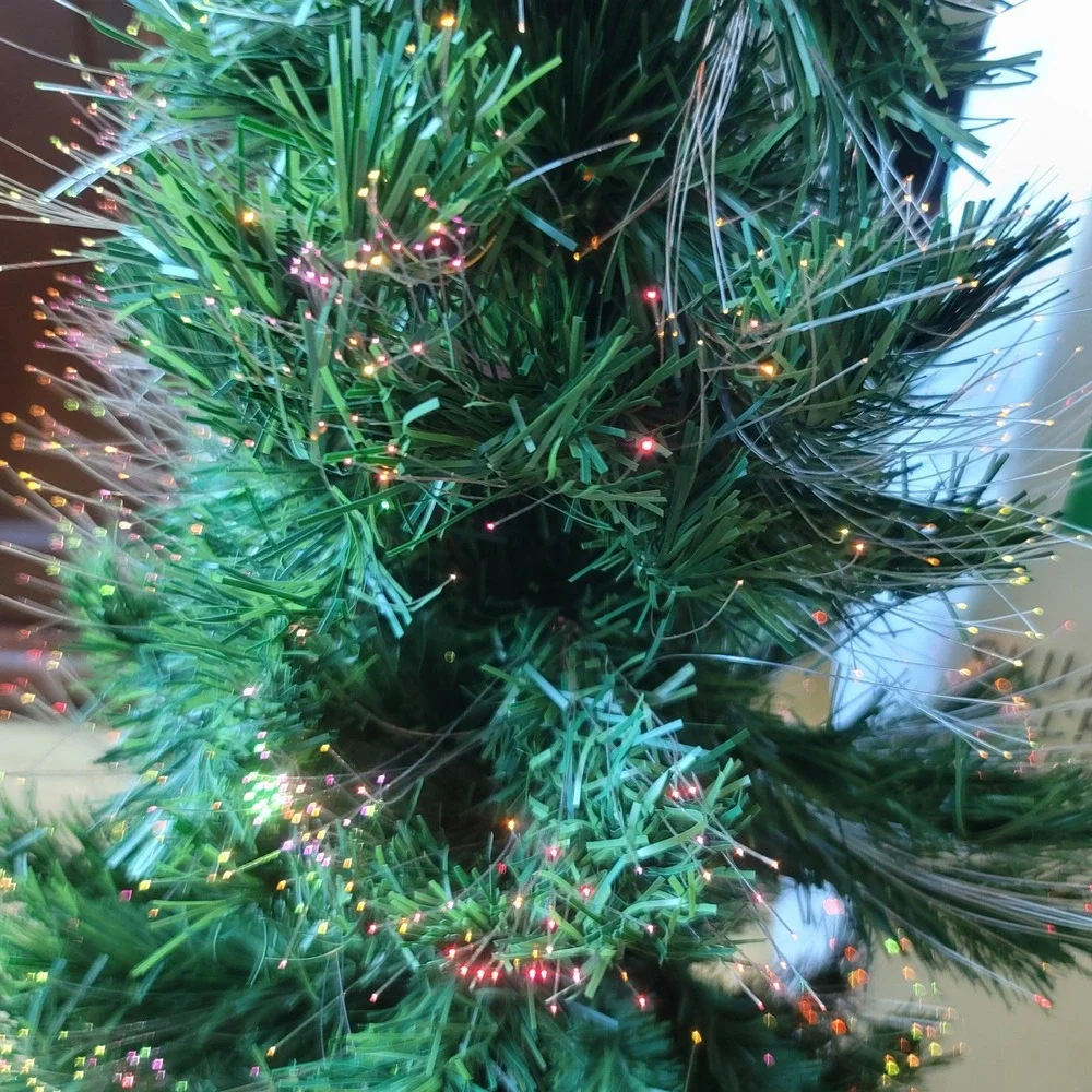 Vintage 36 Inch Fiber Optic Christmas Tree Color Changing Lights Green Planter